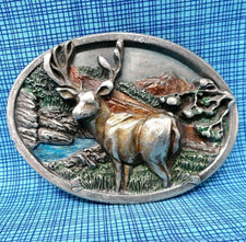 Buck Deer Stag Belt Buckle Hunting Sportsman Wildlife Vtg 80s Bergamot .XTT163