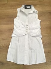 WOMENS WHITE CORSET DETAIL SHIRT DRESS BY PRETTYLITTLETHING SIZE 4 BNWT