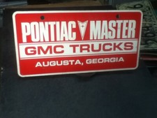 Dealership License Plate Pontiac Master GMC Trucks Augusta GA Vintage Paper