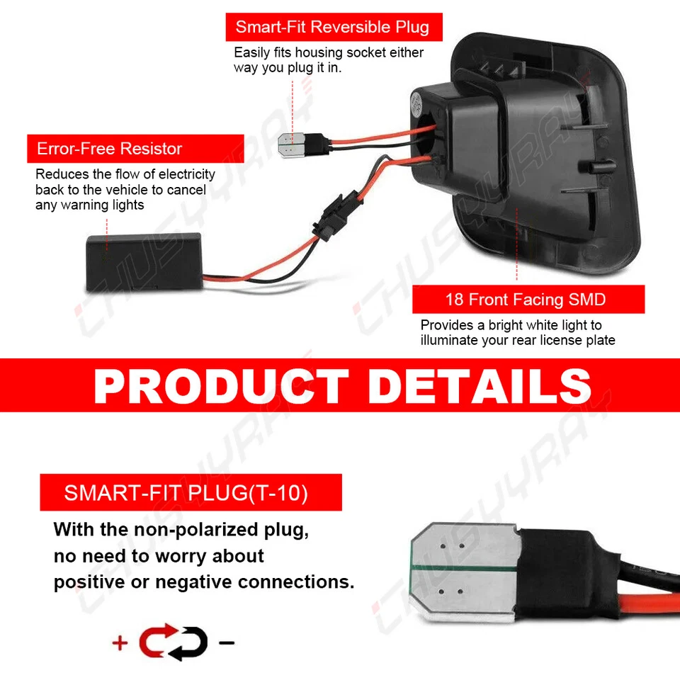 2Pcs For 2003-2018 Dodge Ram 1500 2500 3500 LED License Plate Lights Bumper Lamp - Image 4 of 4