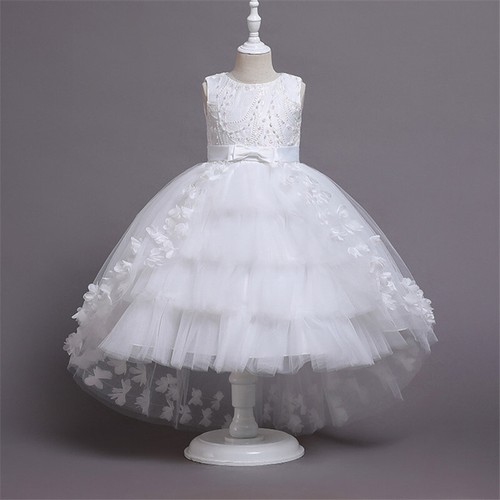 Kids Flower Girls Princess Bridesmaid Party Tulle Dress Pageant Prom Ball Gown - Picture 23 of 37
