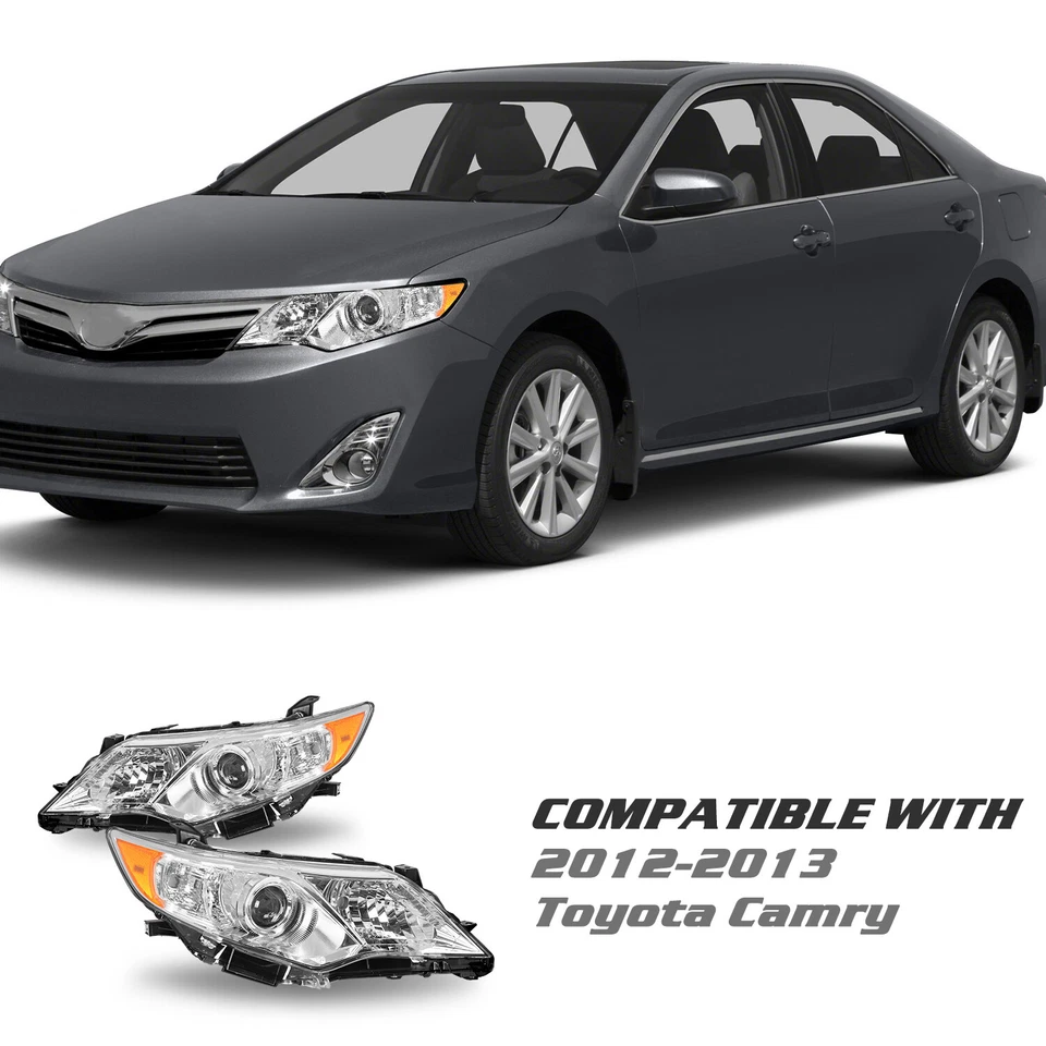 Para 2012 2013 2014 Toyota Camry projetor conjunto de faróis cromados pares LH+RH - Imagem 2 de 4