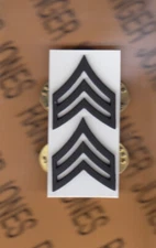 US ARMY Enlisted E-5 SERGEANT SGT Duty uniform rank clutchback badge set pair
