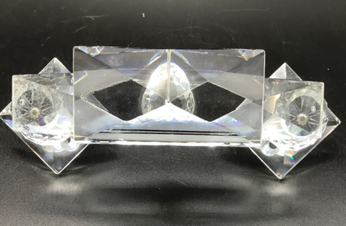 SWAROVSKI CRYSTAL Double Candle Holder, Candelabra, Tapers, 6.5” long - Picture 4 of 5
