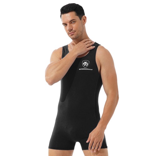 Herren Sportbody Ärmellos Einteiler Overall Fitness Training Wrestling Unterhemd - Bild 54 von 110