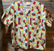 Adar, Uniforms, Medical Scrubs Top Women's Size Large, Dog, Flowers