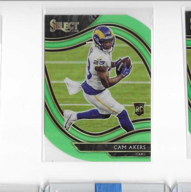 2020 Panini Select Field Level Neon Green Prizm Die-Cut Cam Akers #355 Rookie