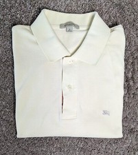 VTG Burberry London Polo Shirt Mens Large Yellow Made in Hong Kong