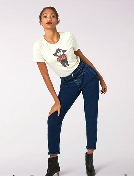 LEE Vintage 1987 High Rise Mom Jeans Pleated Yoke Free People NWT-image