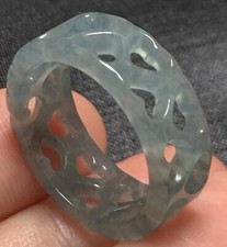 Video Certified Green A Jadeite Jade Heart Round Circle Ring NO. 7.75  418820