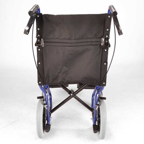 Lightweight folding Transit aluminium travel wheelchair with handbrakes