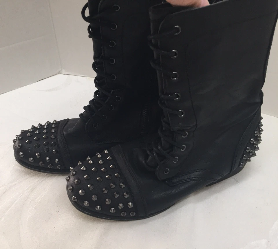 Women’s Call It Spring Black Silver Zip Up Calf High Boots Size 6 Look👀 - Image 2 of 4