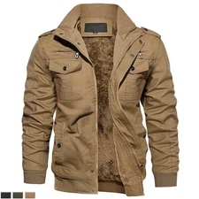 Men's Winter Thermal Fleece Lined Bomber Jacket Outdoor Hiking Casual Work Coats