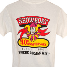 Vintage Showboat Casino T Shirt Mens Size Medium White 90s CLOSED Made In USA