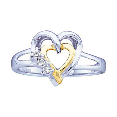 Ct Round Natural Diamond Heart Engagement Ring 14k White