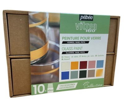 Pebeo Vitrea 160 Glasmalerei Sammlung Set 10 x 45 ml Bastelfarbe auf Wasserbasis