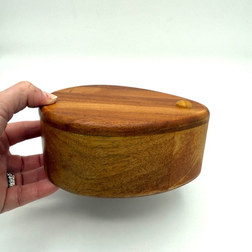Bonjour Wooden Salt Box Cellar w/ Swivel Lid Teardrop ~ 6x3x2 Kitchen Storage - Picture 10 of 13