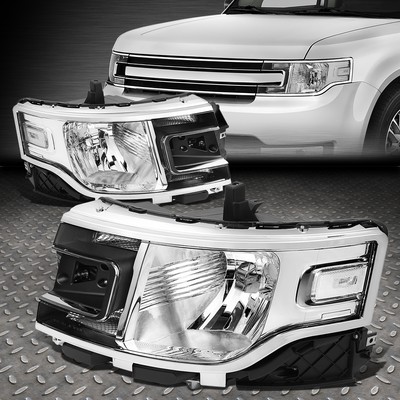 FOR 13-19 FORD FLEX CHROME HOUSING CLEAR CORNER HEADLIGHT REPLACEMENT HEAD LAMPS