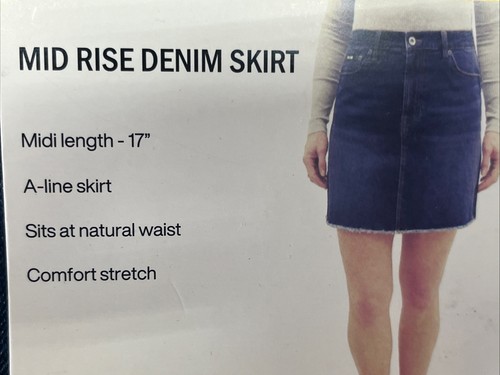 Women’s DKNY Denim Skirt 17" A-Line Comfort Stretch Denim Mid Rise Size 8 - 第 3/7 張圖片