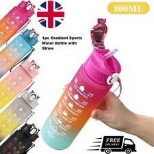 Sports Water Bottle Gym Travel Drinking Leakproof Bottle With Straw BPA-Free UK