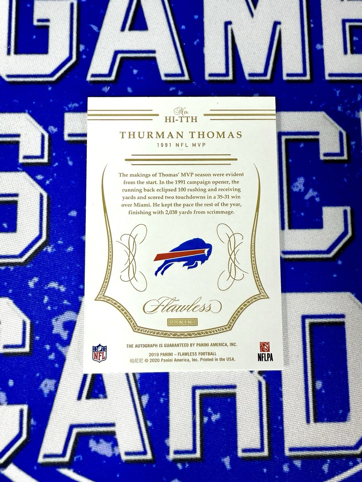 2019 Thurman Thomas Flawless One Of One Auto 1/1 BILLS MVP HALL OF FAME 💥 view 2