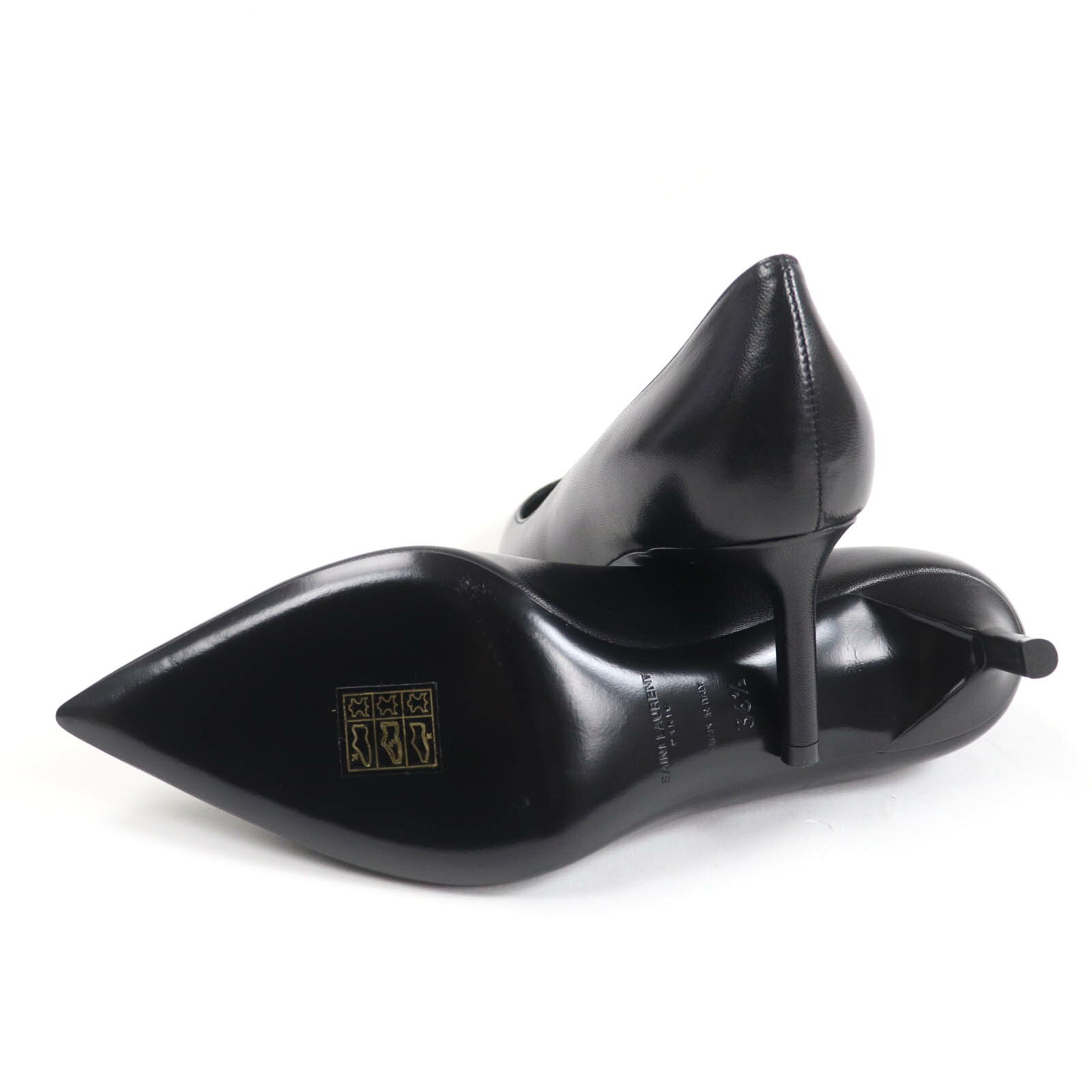 Saint Laurent Paris Shoes Pumps Heel EU 36.5 US 6.5 Leather Black Authentic thumbnail 6