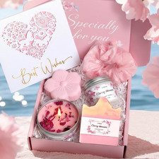 Cherry Blossom Spa Gifts for Women - Mothers Day Gift Basket, Luxurious Spa Baks