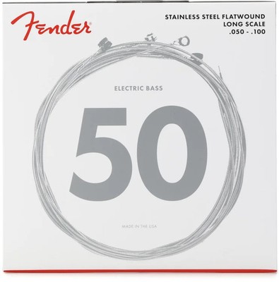 Fender 9050ML Stainless Steel Flatwound Bass Guitar Strings - .050-.100 Medium