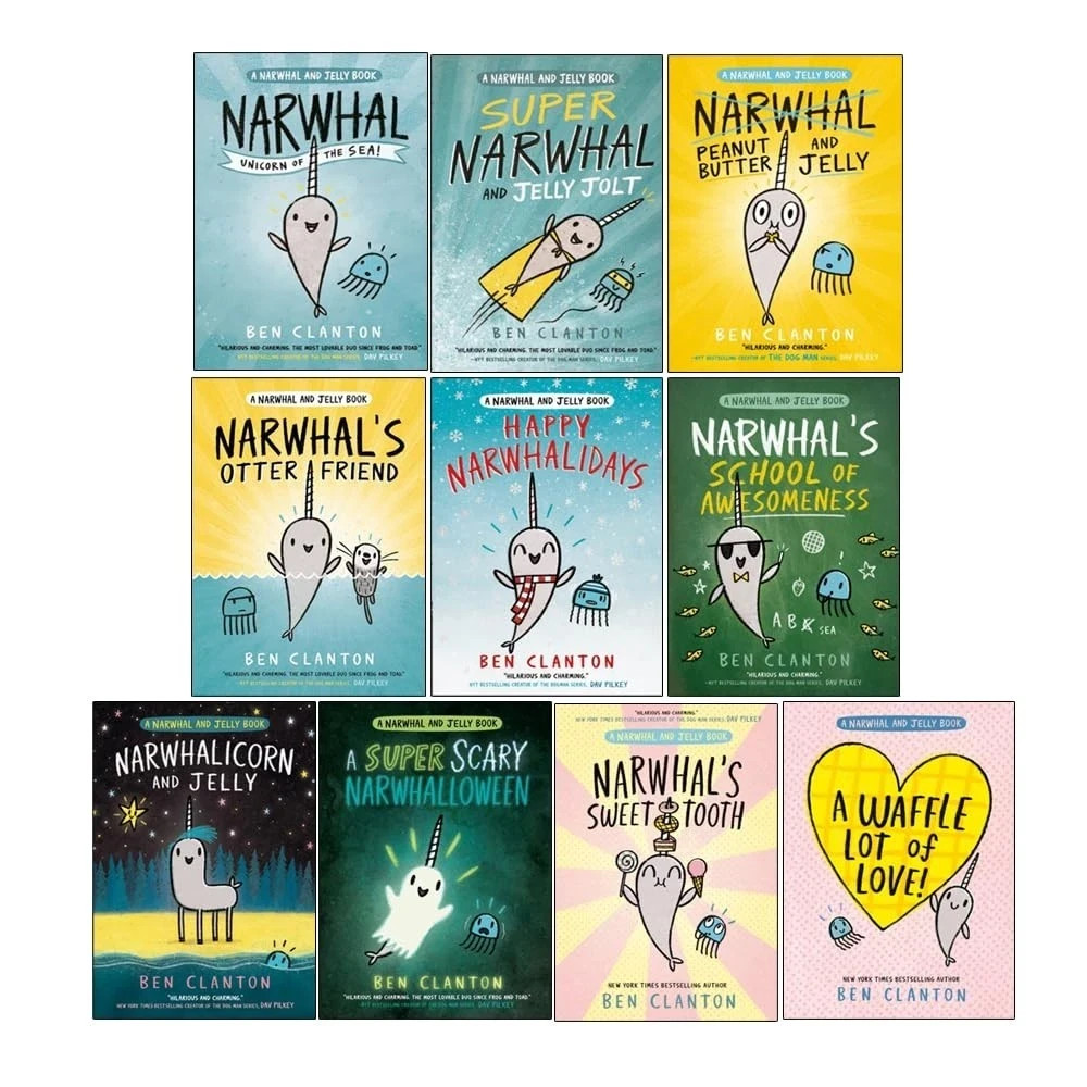 Narwhal and Jelly Series 1-10 Books Collection Set by Ben Clanton Butter and Jel