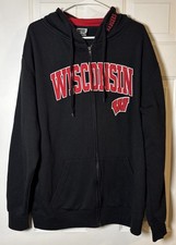 Wisconsin Badgers Full Zip Hoodie Jacket Black Red Stadium Athletics Men s XL