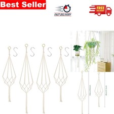 Handcrafted Hanging Planters - 4 Cotton Rope Baskets for Stylish Plant Care