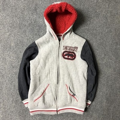 Vintage Y2K Ecko Unltd Logo Full Zip Jacket Hoodie VTG Boys Size M Silver Red