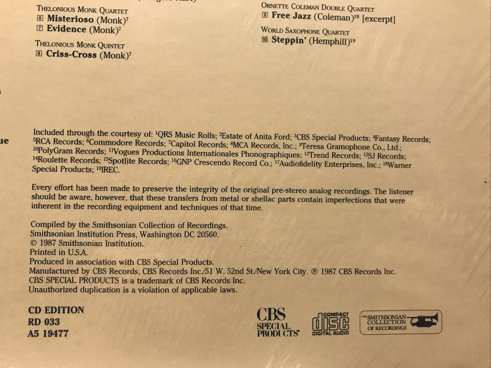 The Smithsonian Collection Of Classic Jazz-Revised (5-CDs Box Set , 1987) NEW - Image 3 of 4