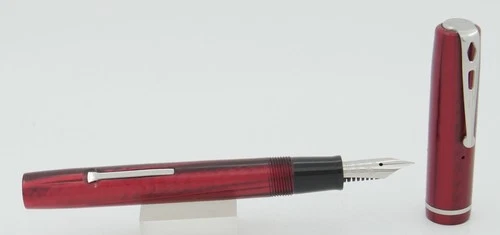 Esterbrook Dollar Demi Red Pearl Fountain Pen - 1550 Extra Fine Nib - 1930's