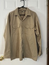 Dickies Tan Flex Work Shirt Adult khaki Brown Button Down Long Sleeve - Men  s L