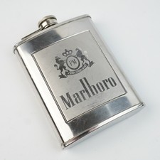 DE COLECCIÓN Marlboro Philip Morris Acero Inoxidable 8 OZ Frasco RARO Cigarrillo Promo
