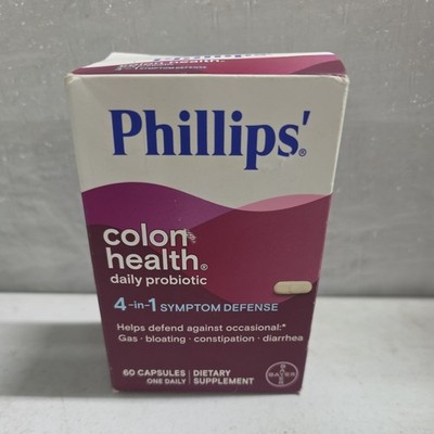 Phillips COLON HEALTH Daily Probiotic 4-in-1 SYMPTOM DEFENSE 60 capsules Oct2026