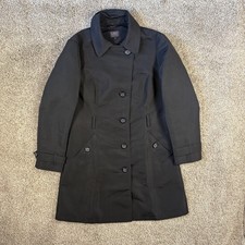 M&S Marks & Spencer Womens Black Coat Size 14 Smart Trench Mac Jacket Button Up