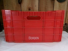 Vintage Borden Hard Plastic Red Double Wide Half Gallon Milk Carrier Crate Texas