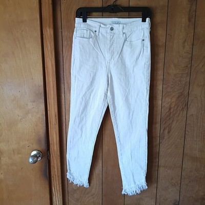Sofia Jeans Rosa Curvy Ankle Jeans Womens Size 4 White Frayed Hem Stretch Denim