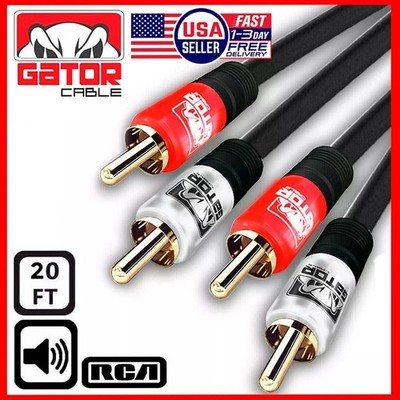 2-RCA to 2-RCA Cable Male Stereo Audio Patch Coaxial Cord L/R Gold Plated 20FT