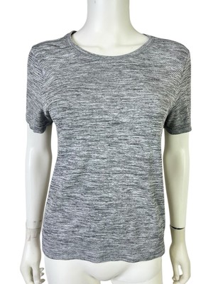 Athleta Women's T Shirt Top Tech Gray Spacedye Short Sleeve Stretch Run Size S