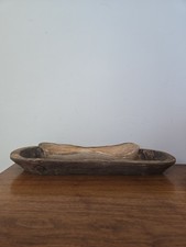 Vintage Handmade Wood Bowl Carved Wooden Dish Lot Tray Dough