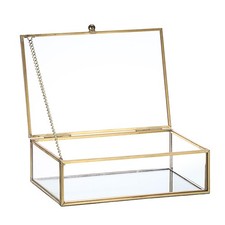 Glass Vatage Glass Box Gold Mirror Jewelry Box Lidded Keepsake Boxes Trinket ...