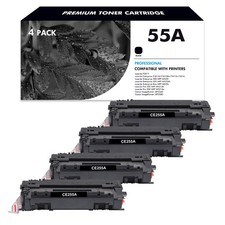 4PK CE255A 55A Toner Cartridge For HP 55A LaserJet MFP M525f P3015 M525dn M521dn