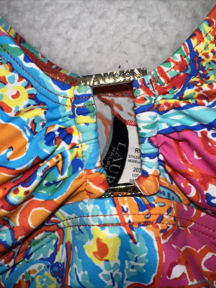 Ralph Lauren Amara Womens Printed Tummy Control Underwire Tankini Swim Paisley - Image 2 of 4