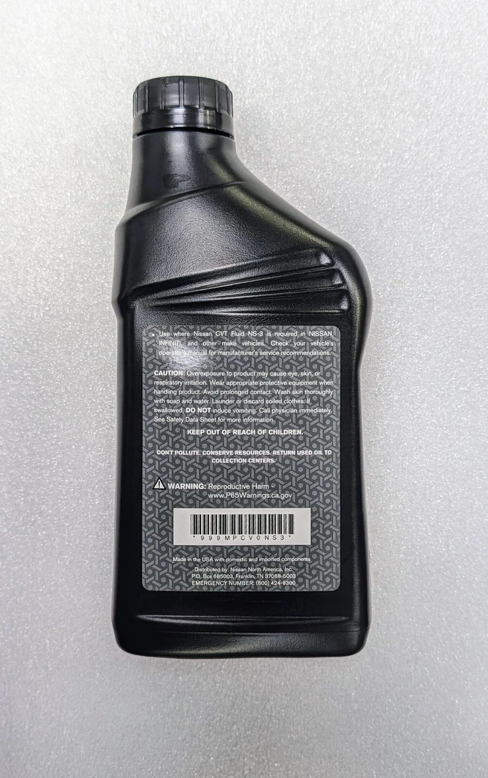 GENUINE OEM Nissan NS-3 CVT Fluid 5-Quart (999MP-CSHNS3/999MP-CV0NS3)