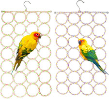 2 Packs Parrot Swing Hanging Toys, Bird Climbing Rope Net Ladders Small Mediu...