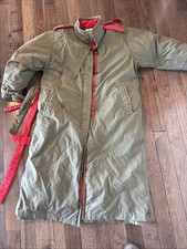 Vintage J. Gallery Down Long Coat Parka Size M Olive Red Korea