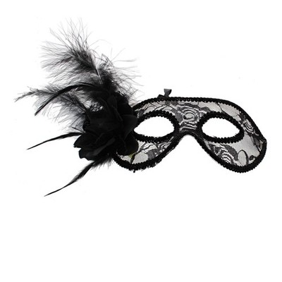 Zac's Alter Ego  Spitzen Maskerade Maske mit Glitzer Blume & Feder